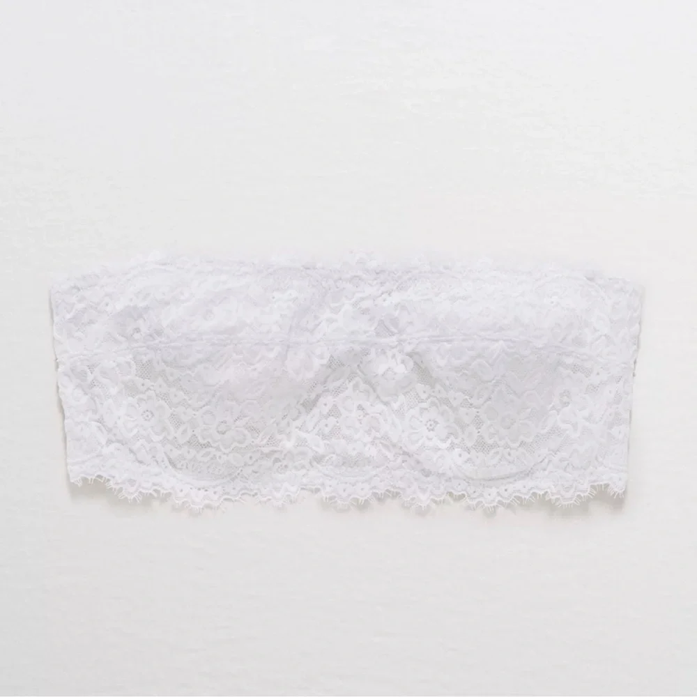 aerie White Lace Bandeau Bra lined wire - Picture 2 of 5